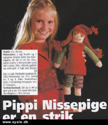 Sø 43-01-08: Mønster: Strik Pippi som nissepige 40cm *org*