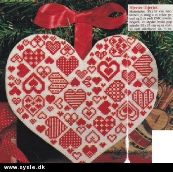 Sø 47-98-46: Mønster: Broder hjerte som juleophæng 35x35cm *org*