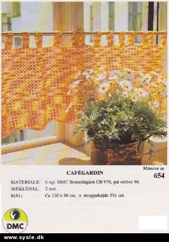 Dm 0654 Mønster: Hæklet Cafegardin 30x140cm 