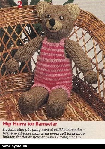 Hv 34-87-40: Mønster: Strik Bamse. Hækl pude og løber *org*