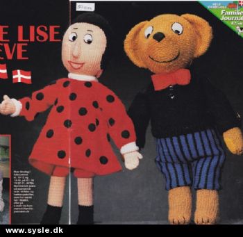 Fj 02-02-10 Mønster: Strik Bamse og Dukke Lise 50cm *org*