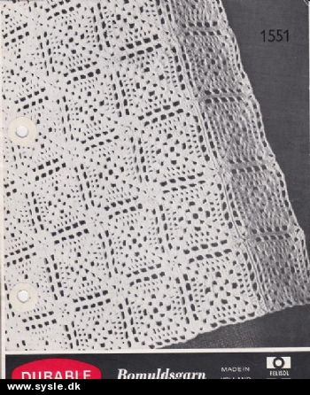 Hj 1551 Mønster: Hækl Sengetæppe af 4kanter ca. 08x08cm *org*