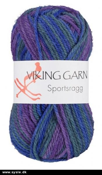 0571 Sportsragg - Lilla/blå/grøn meleret - 50g 1ng.