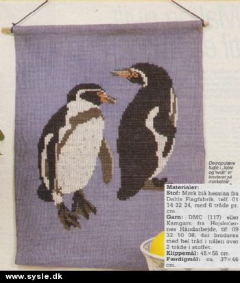 Hv 03-89-37: Mønster: Broder billede med pingviner 37x46cm *org*