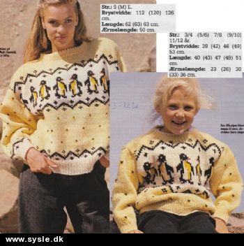 Hv 27-92-46 Mønster: Trøje med pingviner 3-L  *org*
