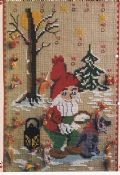 Klik her for at se flere billeder og f mere information om varen:  Fj 50-xx-10: Mønster: Julekalender-Nisse med lys 65x100cm *org*