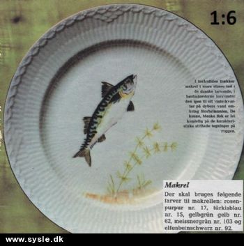 Hv 26-75-53: Mønster: Porcelænsmaling (1:6) Fisketallerken - Makrel *org*