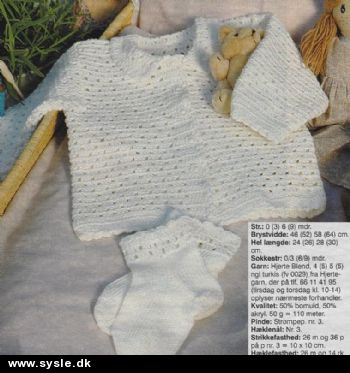 Hv 31-99-66: Mønster: Hækl Babytrøje og sokker 0-9mdr. *org*