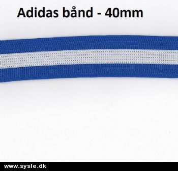 Adidas bånd - 40mm Blå/hvid *pr.m.*