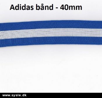 Adidas bånd - 40mm Blå/hvid pris pr.m. *SE PRIS*