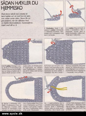 Ao 12-96-31: Mønster: SÅDAN hækler du hjemmesko (vejl.)