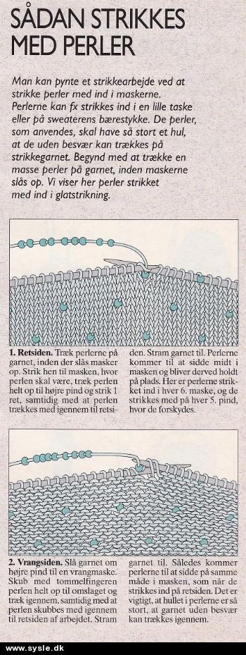 Ao 12-96-36: Mønster: SÅDAN strikkes med perler (vejl.)