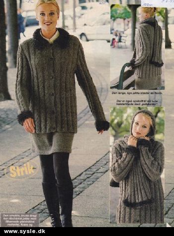 Hm 37-98-34: Mønster: Strik jakke mm. med pelskanter S-XL *org*