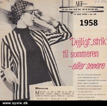 Al 28-58-31 Mønster: Strik stribet Blazer fra 1958 str. 42 *org*