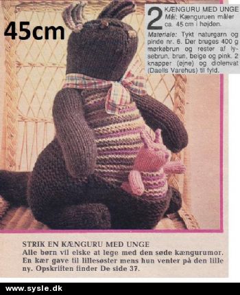 Hv 10-78-38: Mønster: Strik Stor kænguru med unge *org*