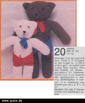 Hv 10-78-53: Mønster: Strik bamse som i gamle dage 35-45cm *org*