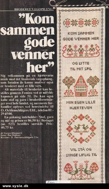 Fe 25-xx-48: Mønster: Broderi - Kom sammen gode venner...  *org*