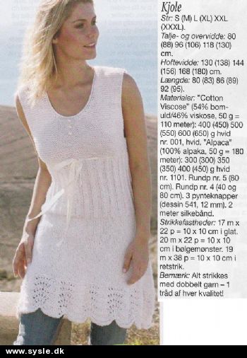 Fj 25-08-27: Mønster: Strik Kjole/Tunika str. S-XXXL *org*