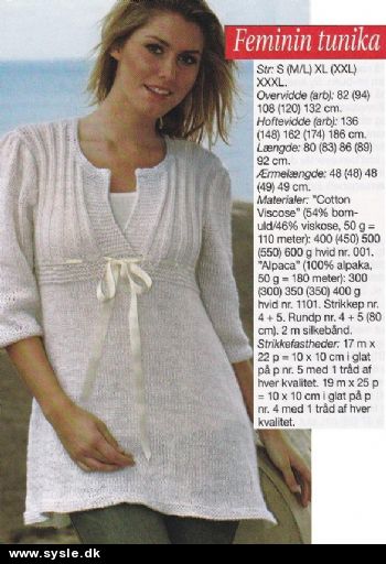 Fj 25-08-30: Mønster: Strik Tunika - str. S-XXXL *org*