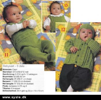 In 03-99-12: Mønster: Strik babysæt i 3 dele 0-12mdr. *org*