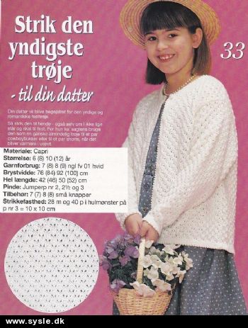 In 03-99-39 Mønster: Strik cardigan str. 6-12år. *org*