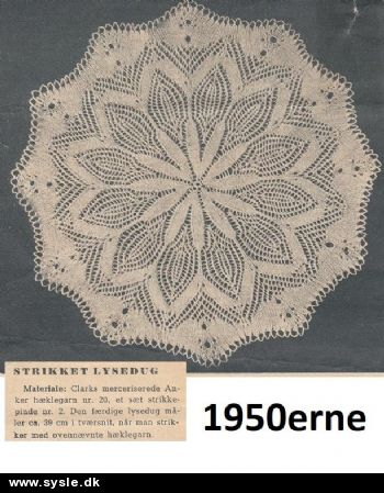 Hv xx-xx-06: Mønster: Strikket lysedug ø:39cm *org*