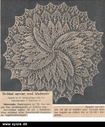 Hv xx-xx-17: Mønster: Strikket lysedug *Frida* ø:20cm *org*