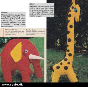 Hv 27-75-04 Mønster: Hækl elefant og giraf *org*