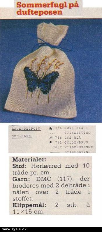 Hv 28-85-38: Mønster: Broderet lavendelpose *org*