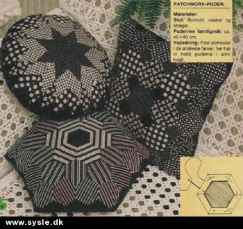 Hv 36-82-45 Mønster: 3 patchworkpuder str. 40x40cm *org*