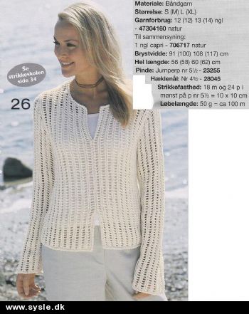 Ao 07-04-33: Mønster: Hæklet cardigan S-XL *org*