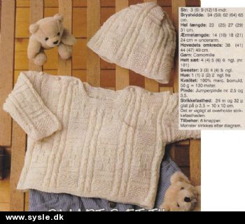 Hv 04-94-58: Mønster: Babytrøje og hue 3-18mdr. *org*