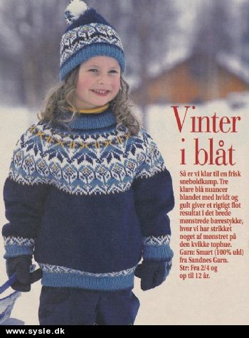 Sysle.dk - Håndarbejdsbutik: Fj Mønster: Strik sweater med bærestykke 2-12år *org* - MØNSTER: *Nordisk - Dansk/Isl.*, Børn