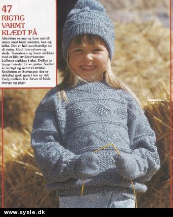 In 03-89-09: Mønster: Strik Trøje/hue/vanter 4-12år *org*