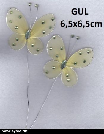 Pynt: Sommerfugl af stof/sten 6,5x6,5 cm *Se antal*