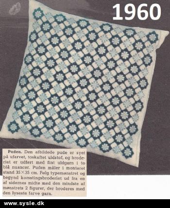 Hv 27-60-29: Mønster: Brodere pude i blåt 35x35cm *org*