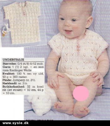 Hv 12-92-26: Mønster: Strik vest/undertrøje til baby 0-12mdr. *org*