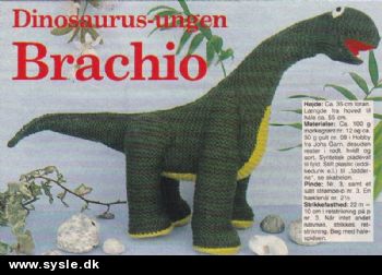 Hm 28-90-40:  Mønster: Strik Dinosaurus ca. 35cm *org*