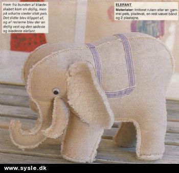 Hv 01-04-56: Mønster: Sy Elefant i rulam ca. 17x23cm*org*