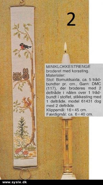 Hv 08-80-25: Mønster: Brodere mini streng m.ugle+unger 06x40cm *org*