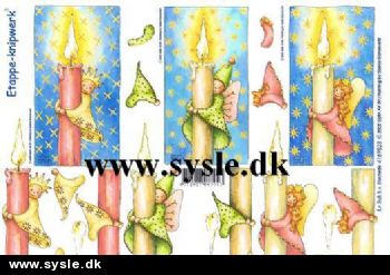 9523 - 3D Engle på Lys - 3 kort *SIDSTE ARK*