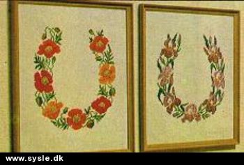 Hv -1979: Mønster: Lykken er en Hestesko 12fors. med Blomster *org*