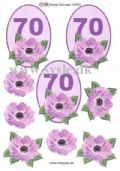 Klik her for at se flere billeder og f mere information om varen:  0709 - 3D Blomst, 70 års dag (Lilla)