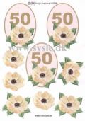 Klik her for at se flere billeder og f mere information om varen:  0706 - 3D Blomst, 50 års dag (guld) 3 kort