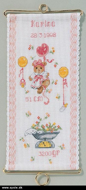 Oe 84262/ Pakke: Dåbsstreng Pige - Bamse m. baloon